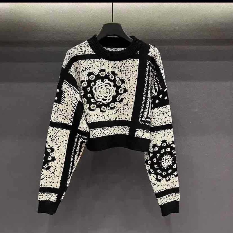 Geometric Pattern Hand Made Beading Knitwear Jumper Winter Thick Ladies Sweater Pullover – Beading Sweater and Pullover Sweater price|S