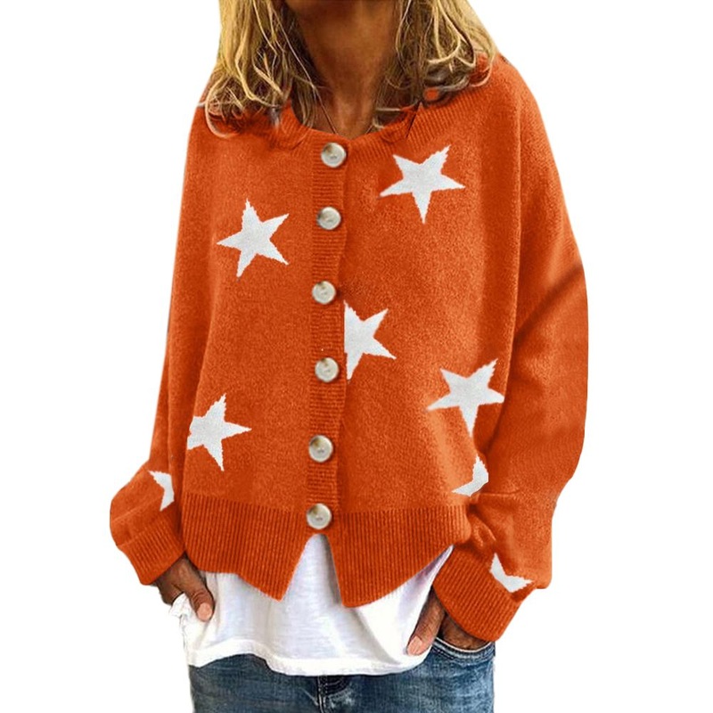 New Style Button-Down Long Sleeve Orange Cardigan for Women – Long Sleeve Cardigan and Cardigan for Women price|S, S, M, L, XL, XXL, 3XL