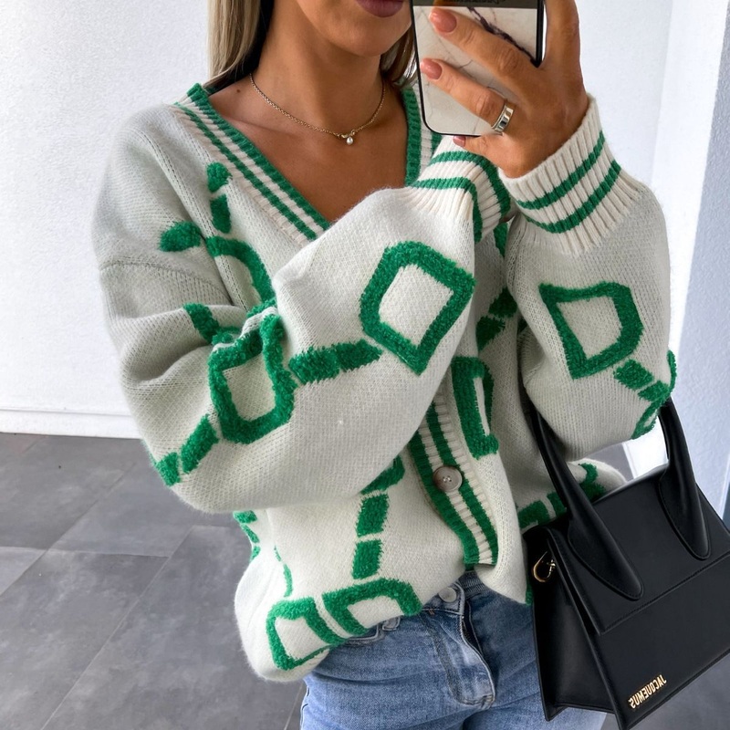 Pullover Size Deep V-Neck Long Sleeve Women Open Loose Sweater Jacket Cardigan Knitted Sweater – Round Neck Sweater and Fashion Clothes price|S