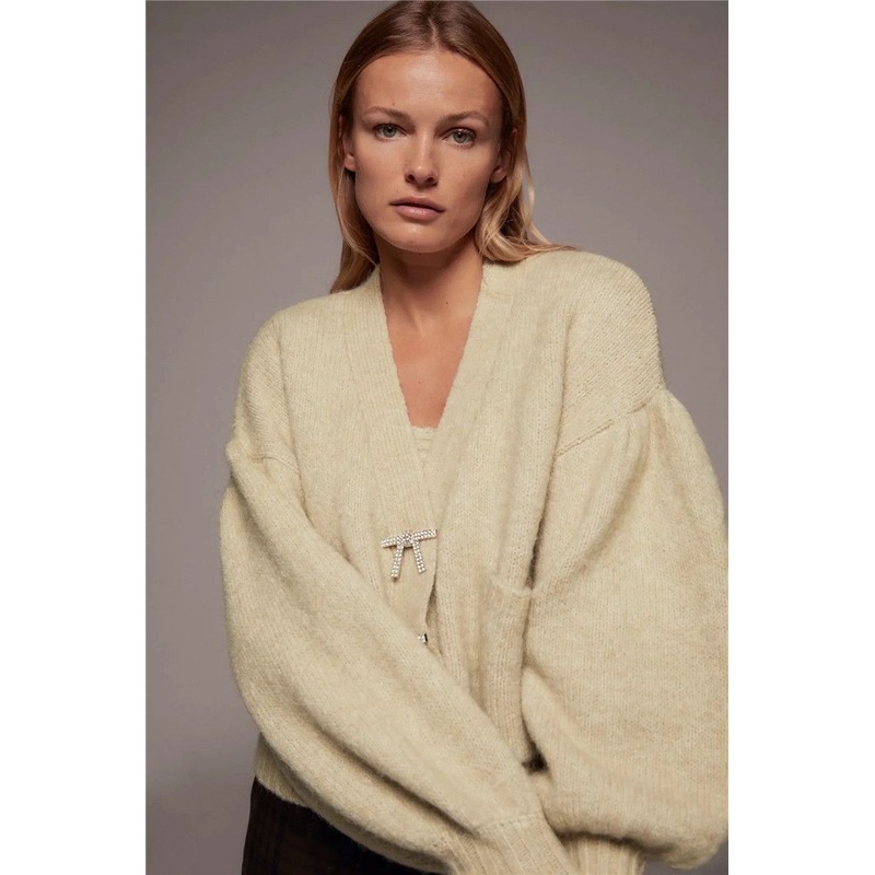 Women Fashion Knitted Cardigan Sweater Vintage Puff Sleeve Loose Tops Blouse Cardigan Sweater – Women Clothes and Clothing price|S