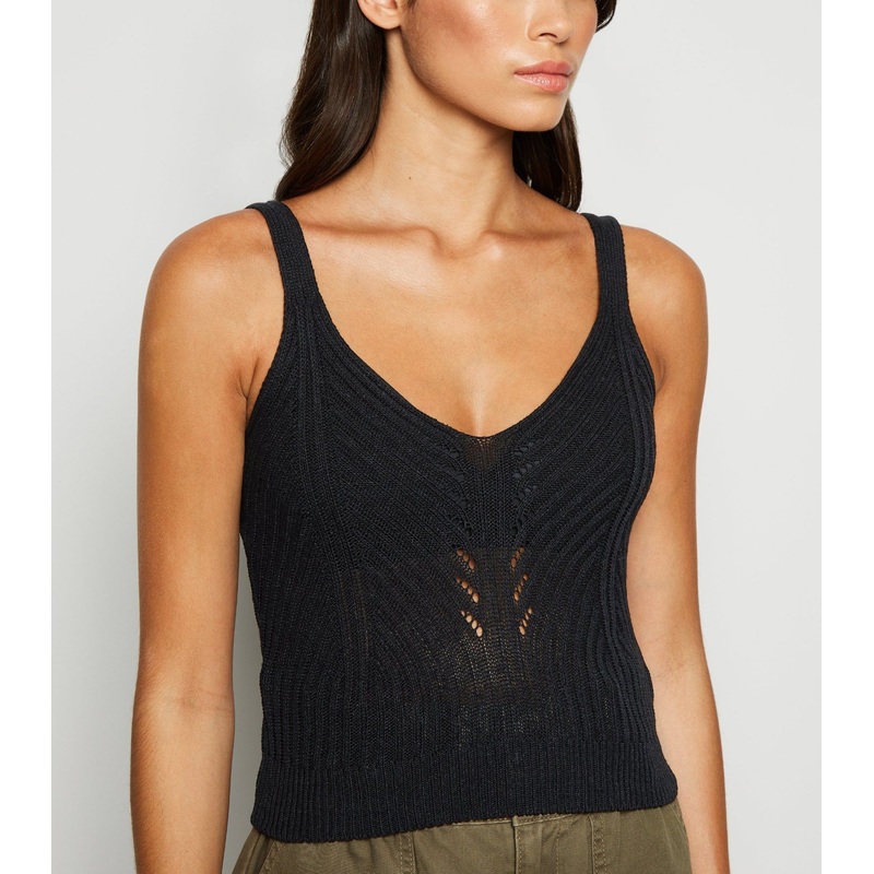 Women Knitted Black Ribbed Knit Vest – Dress and Clothes price