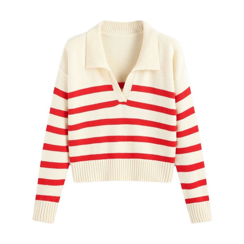 Brand Identity Customised Fashion Ladies V-Neck Pullover Knit Top Winter Warm Striped Sweater – Women Sweater and Ladies Sweater Pattern price|S/M/L/Customized Size
