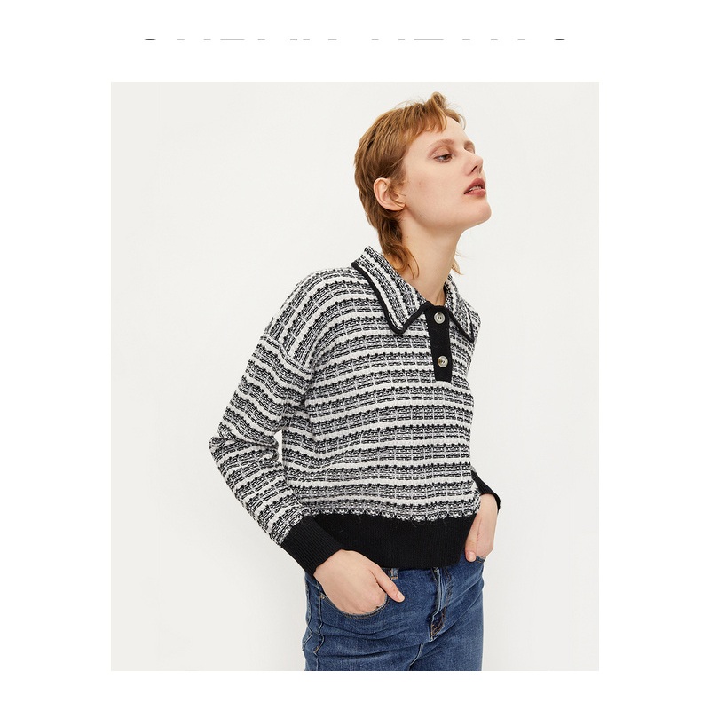 Casual Lapel Sweater Knit T-Shirt – Sweater and Womens Sweater price|S