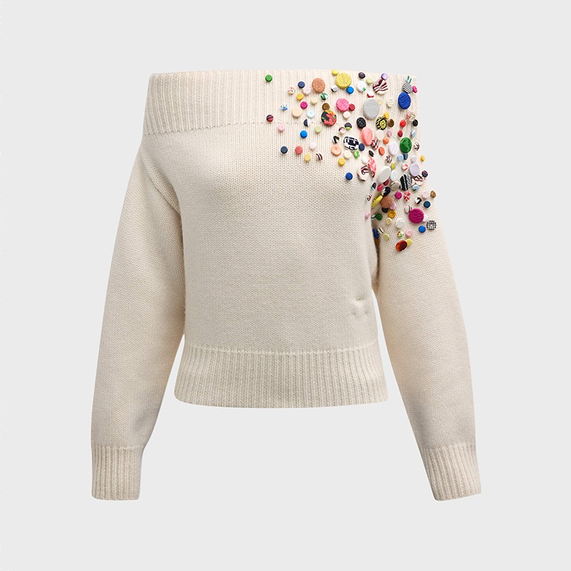 Custom One Neck Button Down Jumper Womens Strapless Solid Colour Pullover Sweater – Women Sweater and OEM Womens Sweater price|S, S/M/L/Customized Size