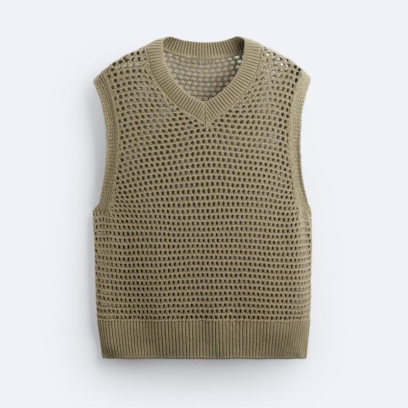 Custom Sleeveless Summer V-Neck Knit Sleeveless Top Hollow out Mens Vests – Solid Coloured Knit Shirt and Summer Knitwear Mens Shirt price|S, S/M/L/Customized Size