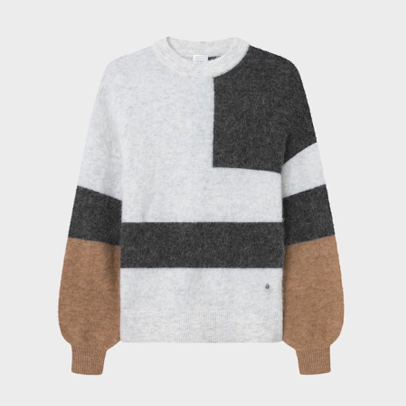 Fashion Designer Intarsia Wool Sweater Crew Neck Long Sleeve Knitted Pullover Women Clothing – Sweater and Pullover price|S