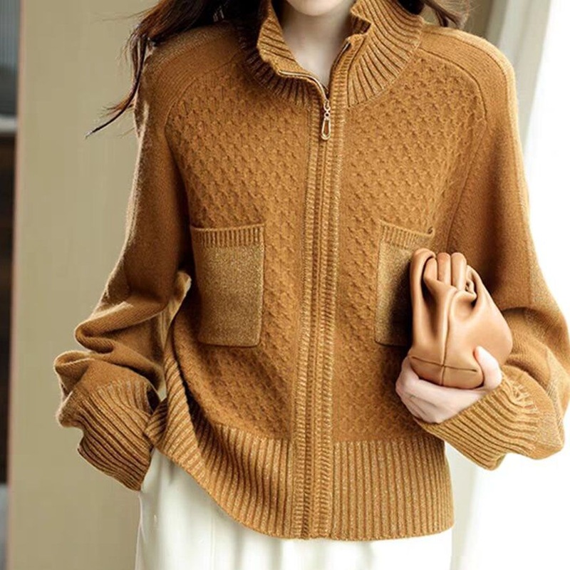 Fashion Turtlrnrck Wool Knitted Sweater Long Sleeve Zipper Carigan Women Coat – Knitwear and Women Clothing price|S