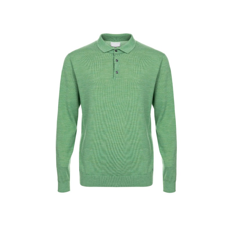 Green Long Sleeve Pullover 100% Merino Wool Polo Sweater for Men – Sweater and Pullover price|S