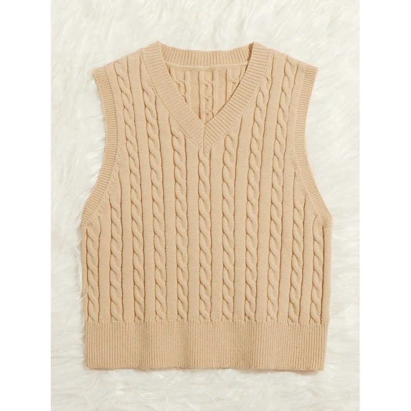 Knitted Sweater Vest Women Oversized V Neck Sleeveless Sweaters Womens Cable Knit Tops – Knitted Cable Sweater and Sweater Vest price|S