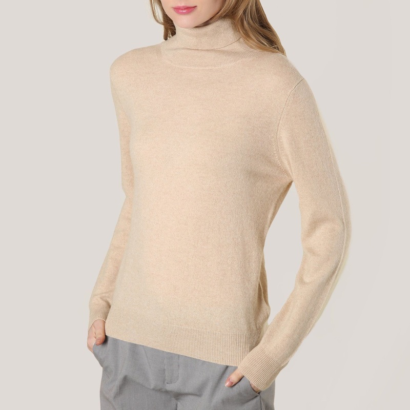 Ladies Cashmere Beige Turtleneck Pullover – Cashmere Sweater and Women Sweater price