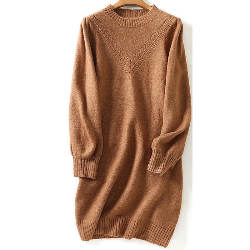 Lady Long Dress with Front Jacquard in Popular Yarn – Lady Sweater and Long Dress price|L