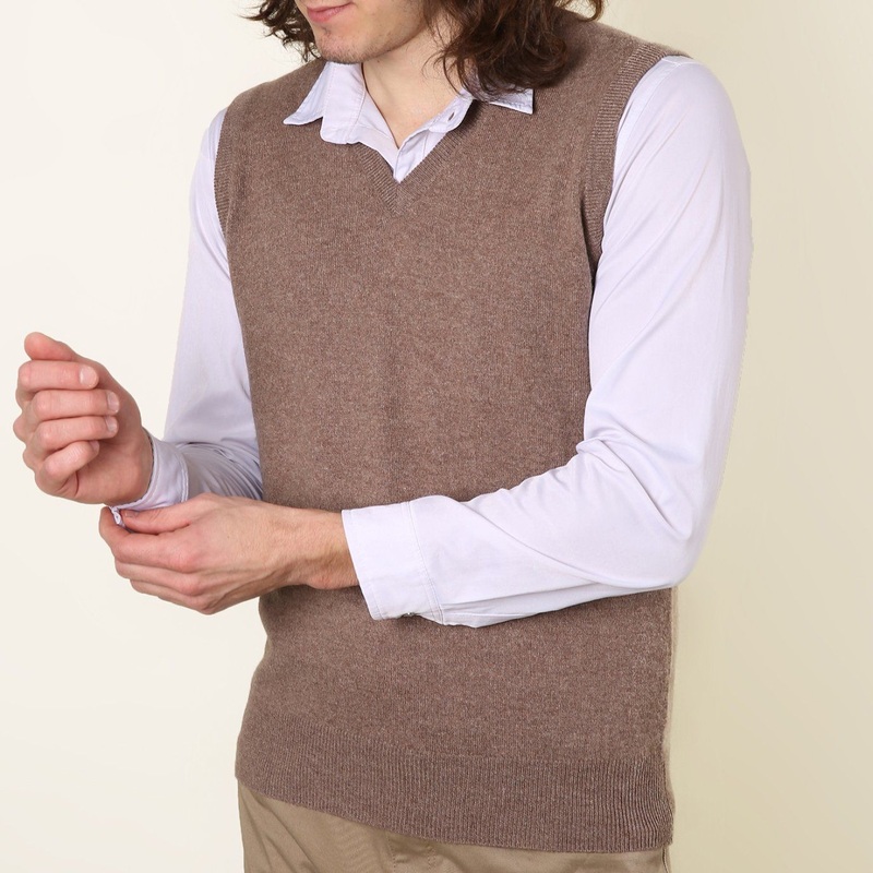 Mens Cashmere Camel V Neck Vest – Cashmere Vest and Men Vest price