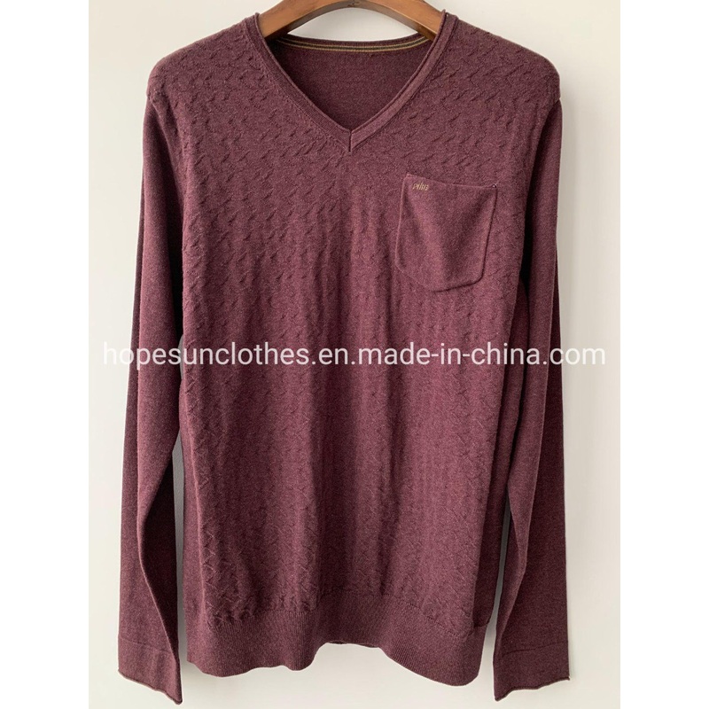 OEM Manufacturer Men Jacquard V-Neck Pocket Pullover Knitwear Sweater – Sweater and Knitwear price|S
