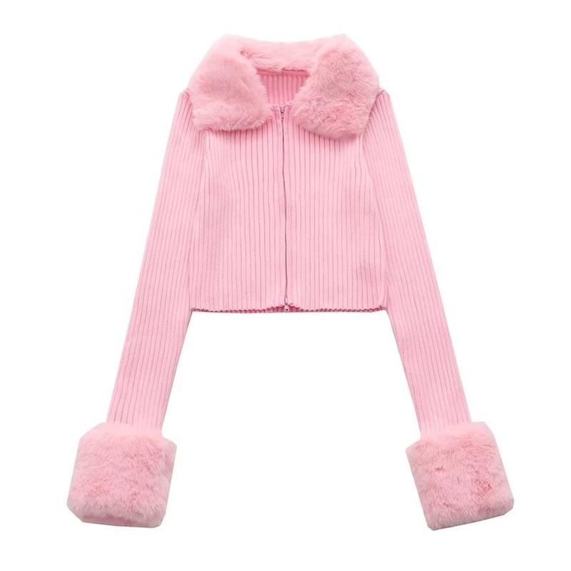 Pb&Za Womens Clothing Wholesale European and American Style Fur Collar Knitted Sweater – Designer Sweater and Sweaters for Women price|S, S . M