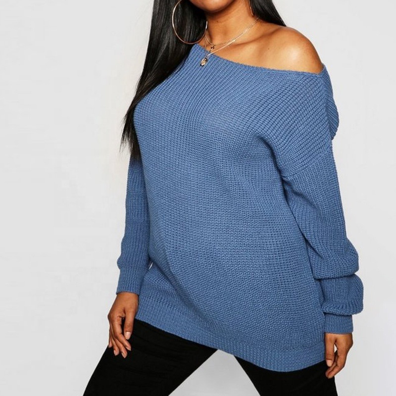 Plus Slash Neck Fisherman Sweater – Women and Oversized Sweatshirt price|S