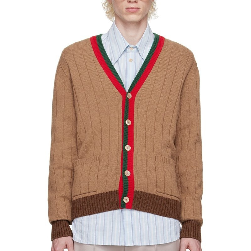Street Wear Solid Color Pit Stripes Cardigan Men Coat Single Row Button Sweatshirt Men Patchwork Colors with Pockets Men Sweater – Mens Sweater and Striped Sweater price|S, S/M/L/Customized Size