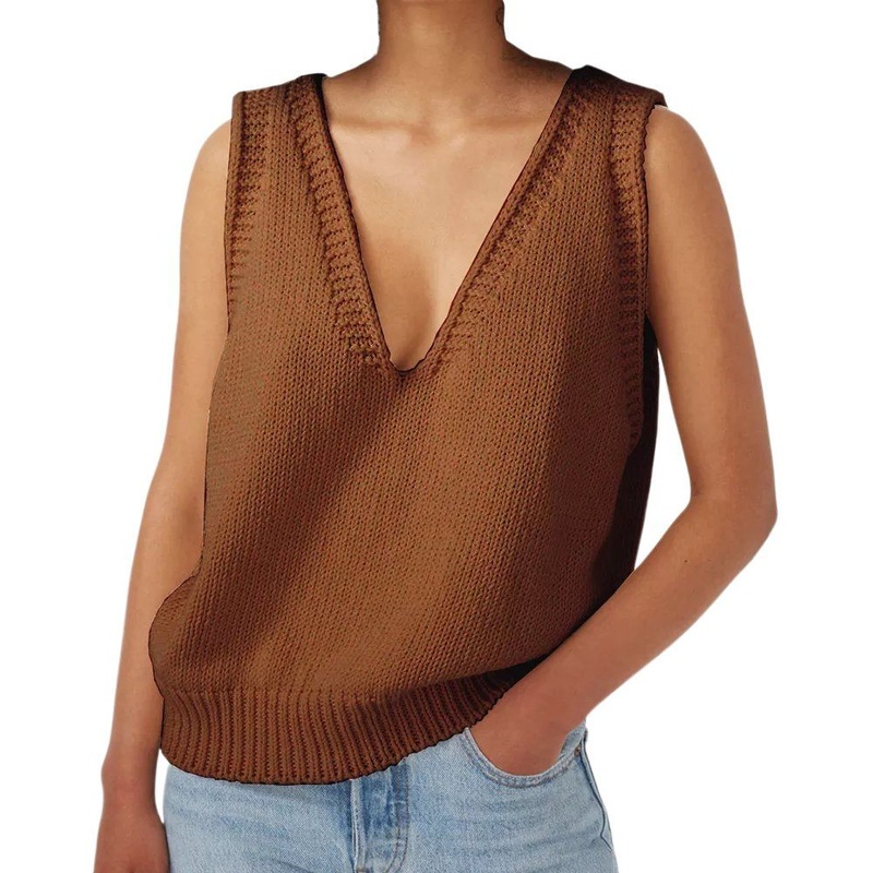Wholesale Custom Autumn Basic Casual Tank Sweater Tops for Women – Sweater Vest and Sleeveless Knit Sweater price|S, S, M, L, XL, XXL, Xxxl