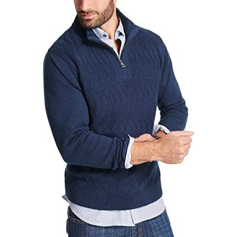 Winter Turtle Neck 1/4 Zip Mens Body Fit Polo Pullover Sweater – Long Sleeve Sweater and Stand Collar Sweater price|S, S-2XL
