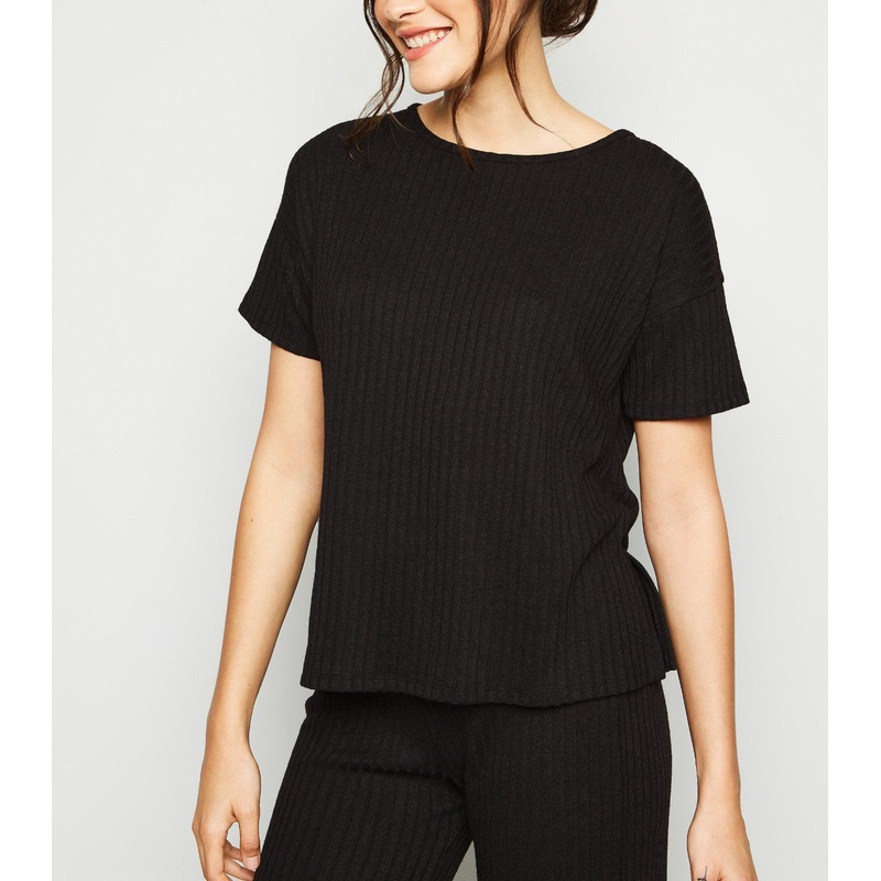 Women Fashion Knitted Black Ribbed T-Shirt – Dress and Clothes price