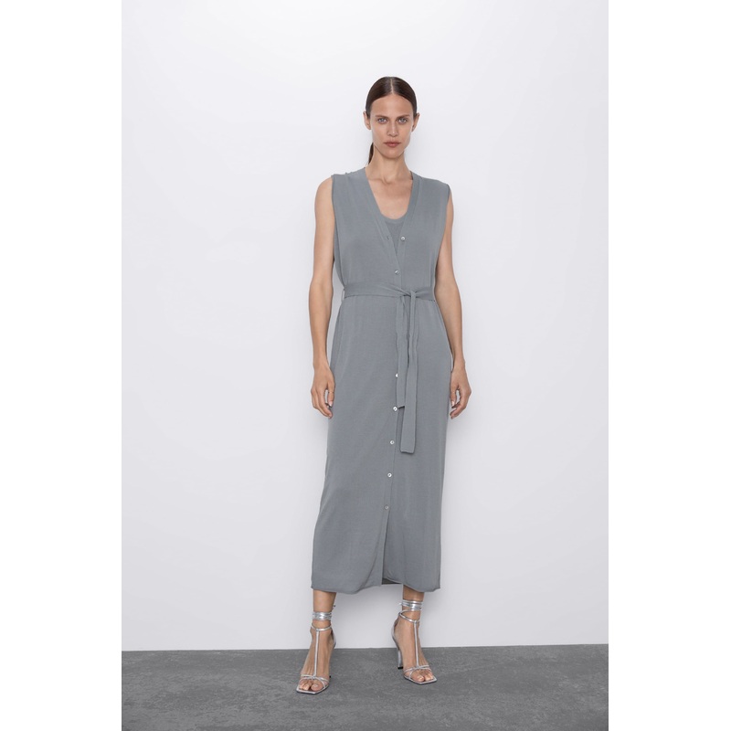 Women Fashion Knitted No Sleeve Dress with Buttons – Dress and Clothes price|S