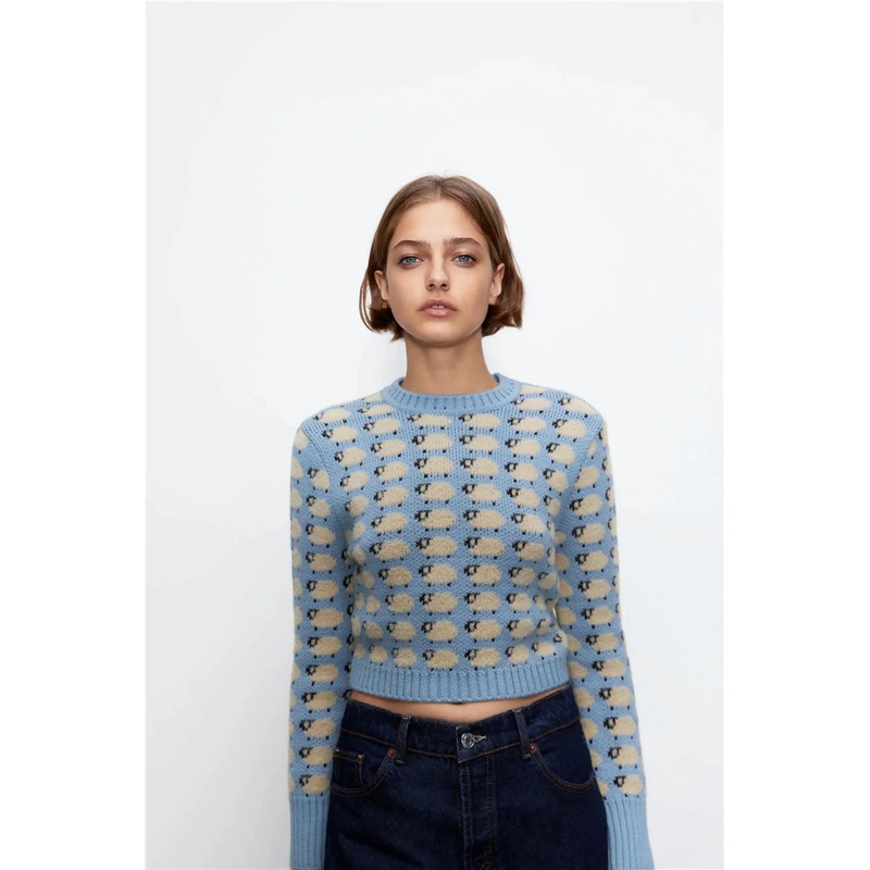 Women Fashion Pullovers Top Jacquard Cashmere Knitted Sweaters Women Vintage Long Sleeve Female Chic Sweaters – Women Clothes and Clothing price|S
