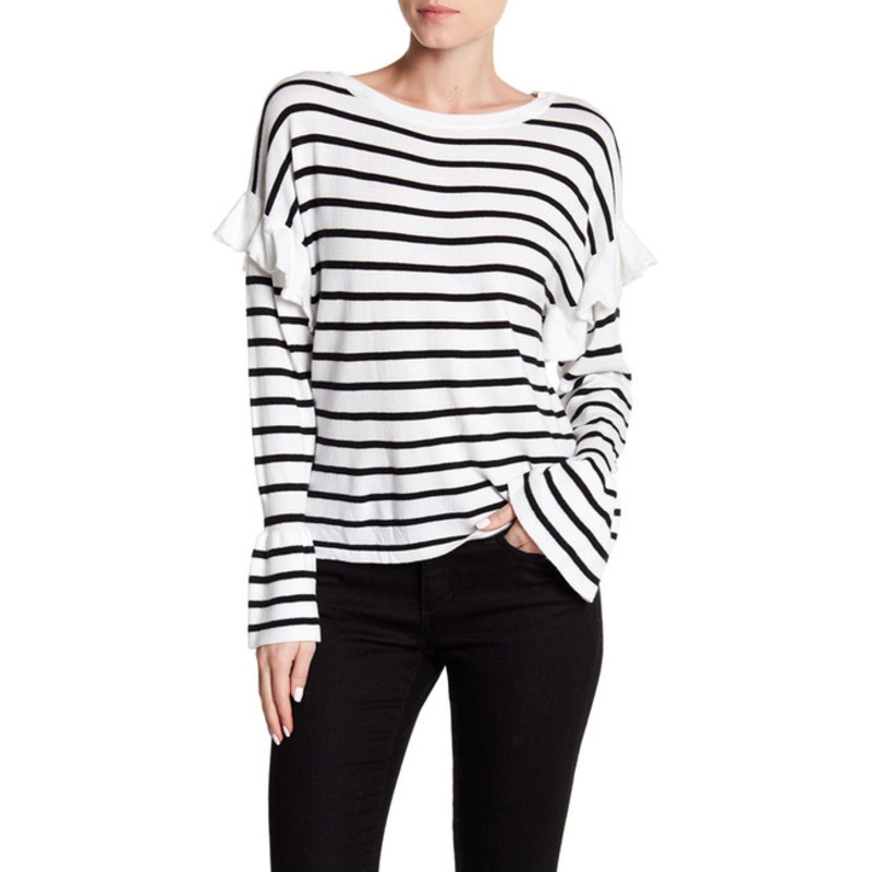 Women Striped Ruffle Sleeve Sweater – Sweater and Women Sweater price|S