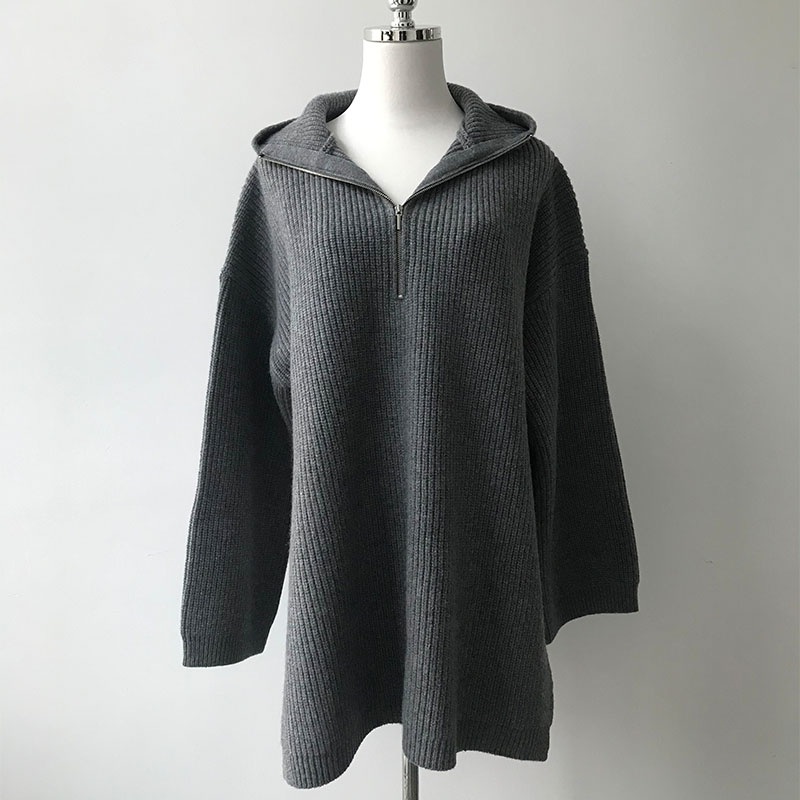 Zipper Wool Sweater Loose Xxxxl Hoodies Long Sleeve Top Warm Pullover – Women Clothing and Ladies Sweater price|S