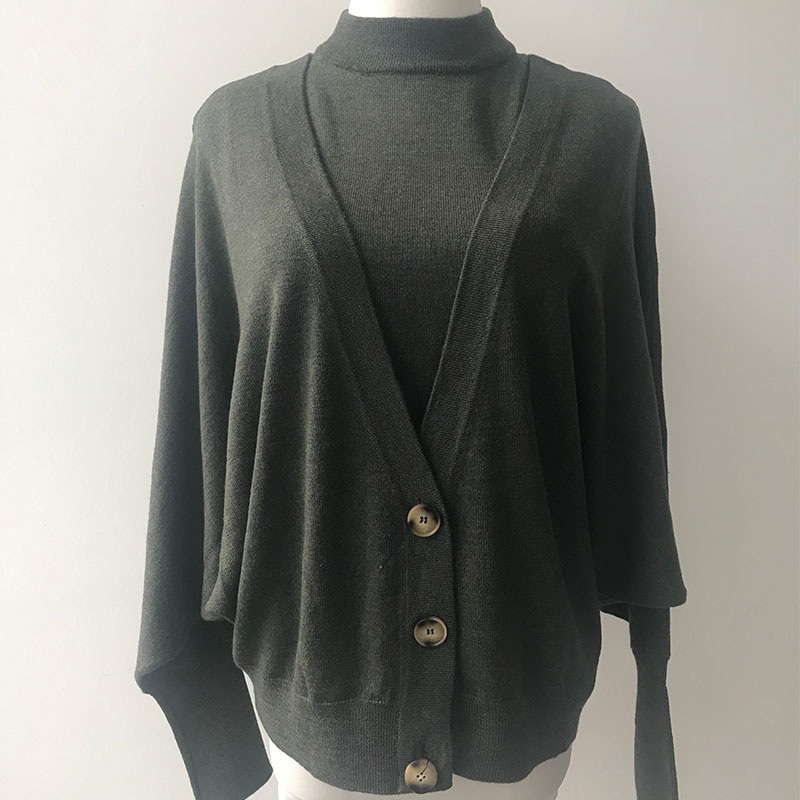 100% Wool Two Piece Suit Pullover Cardigan Long Sleeve Sweater for Ladies – Fashion Sweater and Knitting Sweater price|S