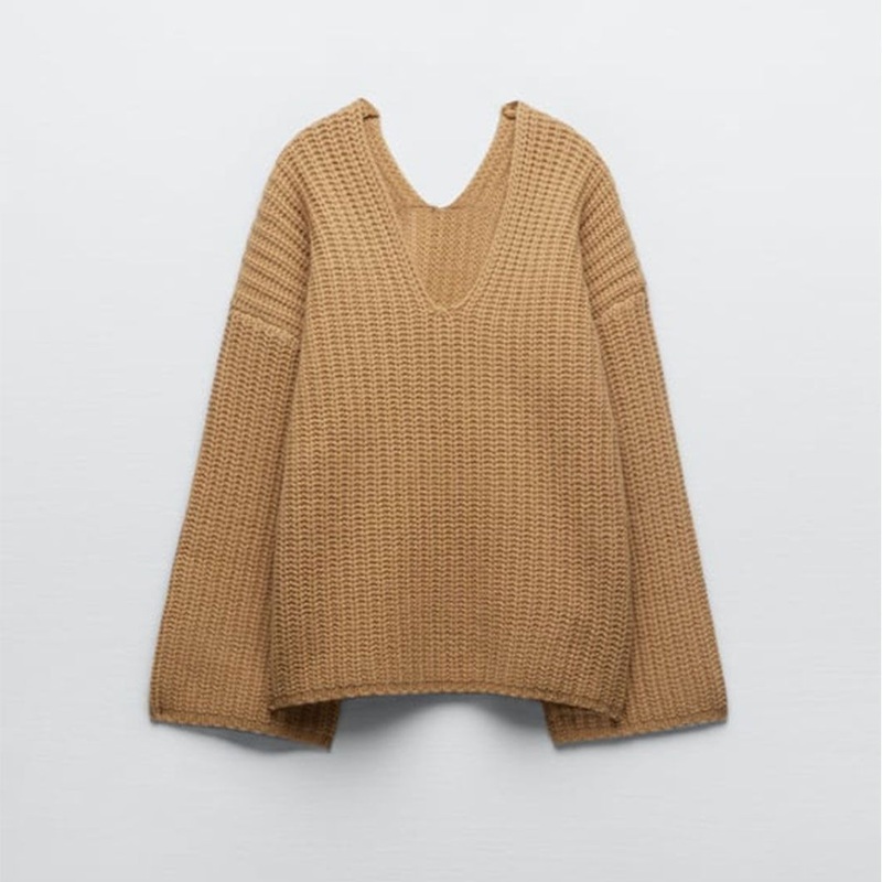 100% Wool V-Neck Pullover Sweater Knitted Sweater Women Clothing – Women Clothing and Women Apparel price|S