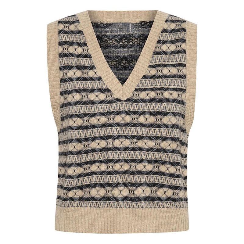 50% Wool 50% Polyamide Nature and Black Diamond Knitted Vest Women Sweater – Wool Vest and Polyamide Vest price|S