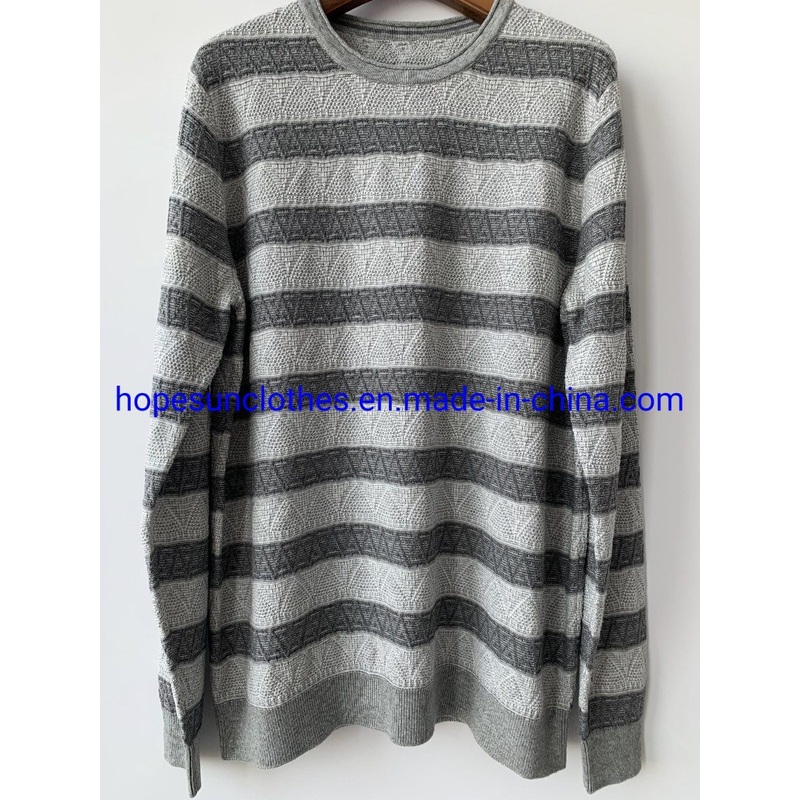 China Factory Men Jacquard Strip Cotton Round Neck Pullover Knitwear Sweater – Sweater and Knitwear price|S