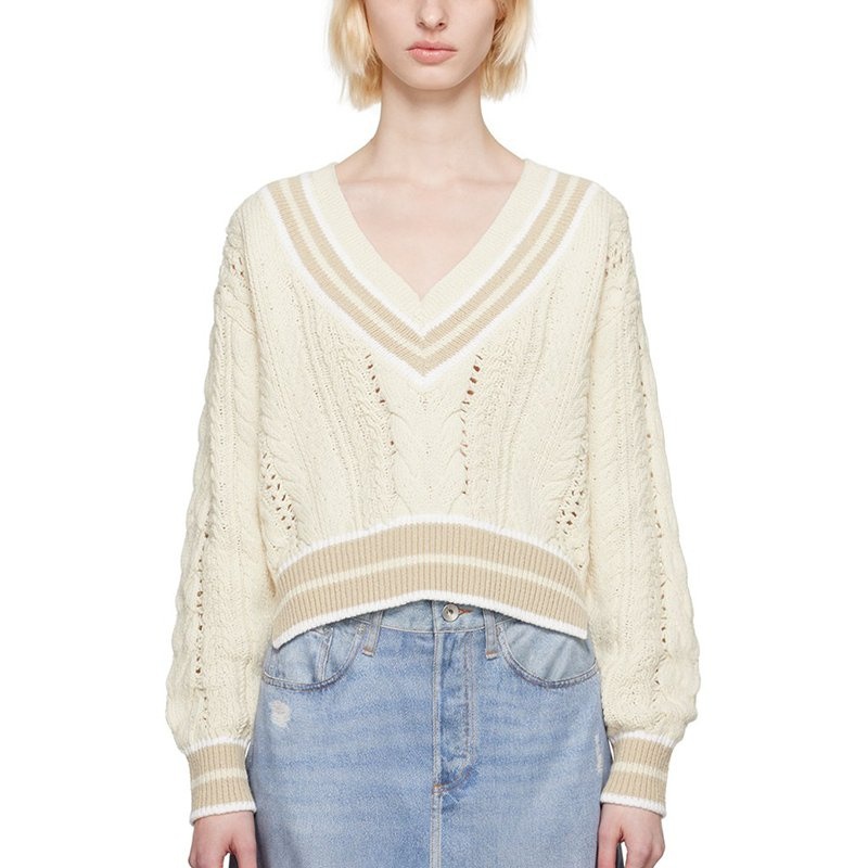 Custom Womens Knit Solid Color Pullover Hollow out Fashion V-Neck Sweater – Custom Women Sweater and Womens Knitwear Sweater price|S, S/M/L/Customized Size
