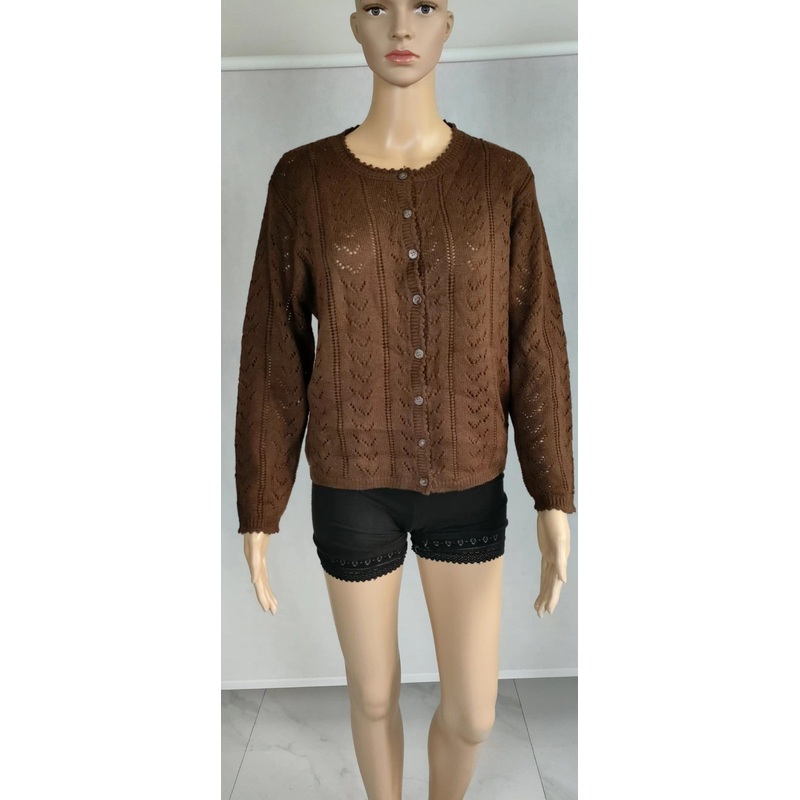 Hollow Crochet Knit Sweater Long Sleeve Crope Carigan for Ladies – Women Fashion and Women Clothes price|S