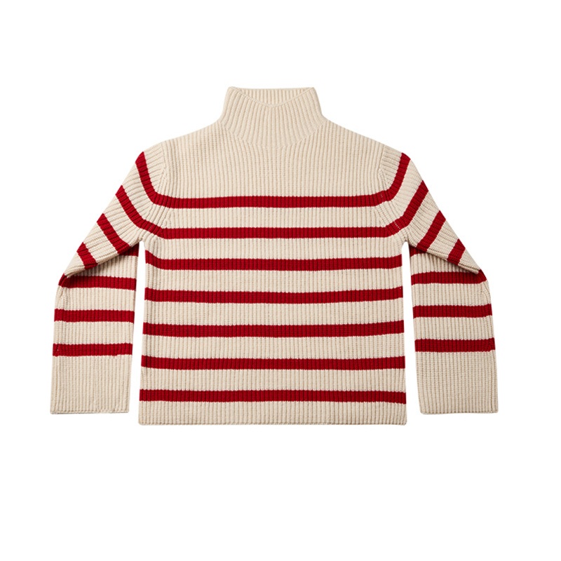 Hot Selling High Neck Knitted Top Striped Pattern Knitwear Manufacturer Autumn Womens Turtleneck Wool Sweater for Winter – Women Wool Sweater and Women Turtleneck Sweater price|S/M/L