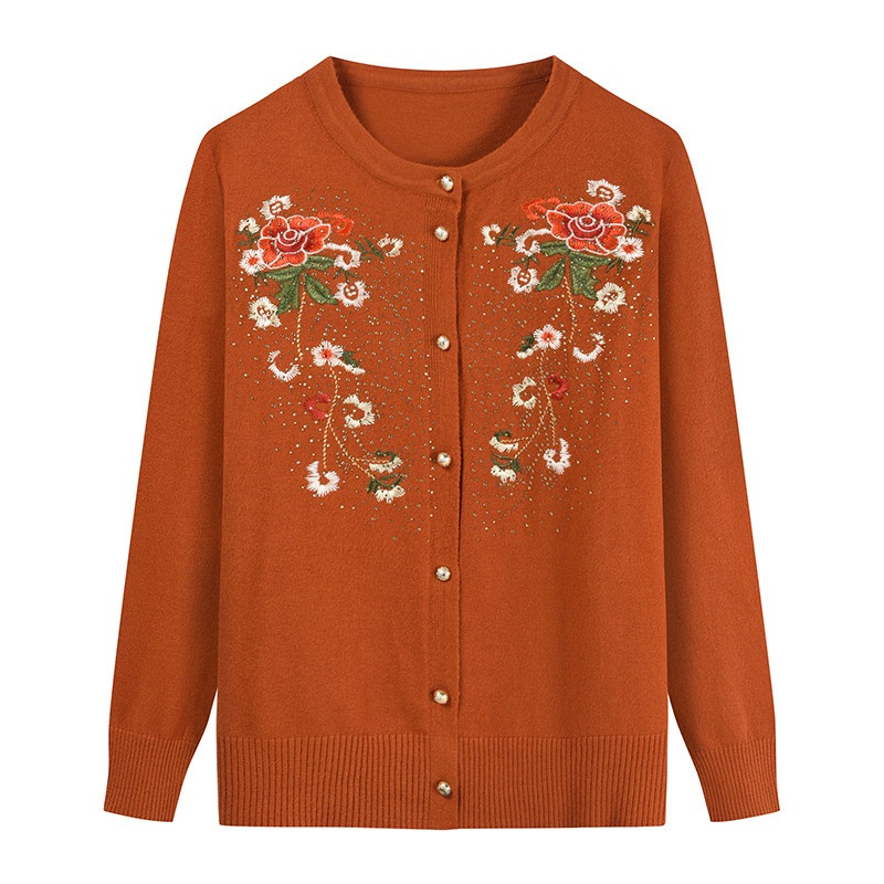 Middle-Aged and Elderly Mother Sweater Sweater Spring and Autumn Grandma Cardigan Coat Old Lady Winter Long Sleeve Jacket – Grandma Cardigan and Embroidery Cardigan price|S
