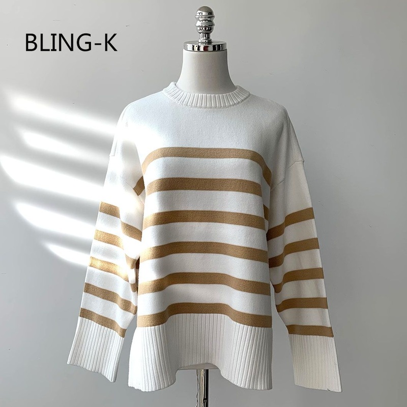 OEM Customed Womens Long Sleeve Crew Ncek Striped Pullover Sweater – Jumper and Women Sweater price|S