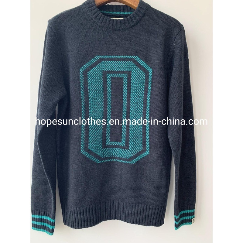 Wholesaler Manufacturer Men Letter Jacquard Geometric Crewneck Thick Top Jumper Pullover Knitwear Sweater – Sweater and Knitwear price|S