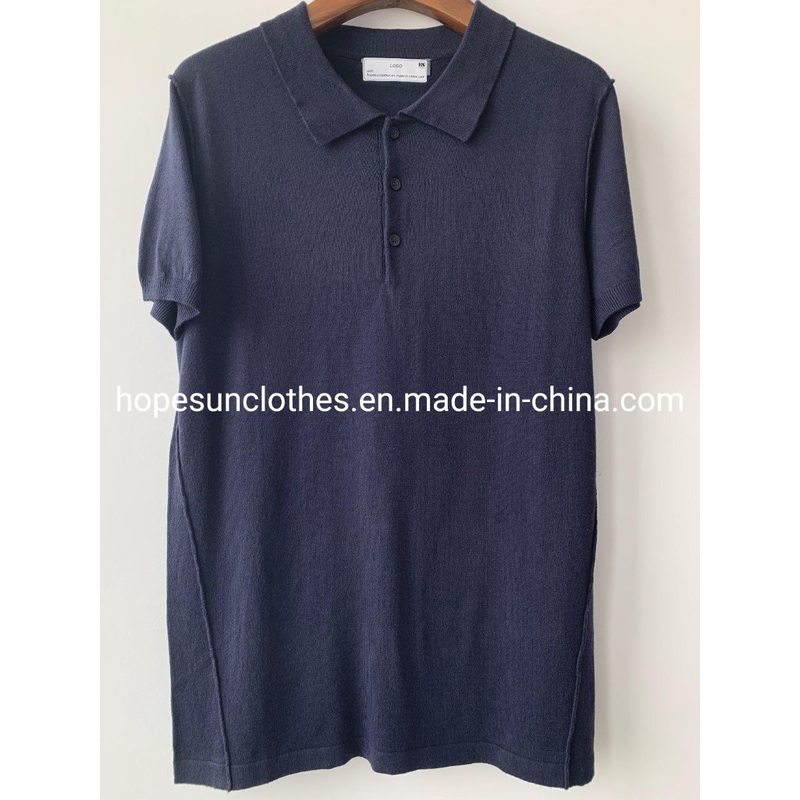 Wholesaler Manufacturer Men Summer Thin Button T-Shirt Short Sleeve Pullover Knitwear Sweater – Sweater and Knitwear price|S