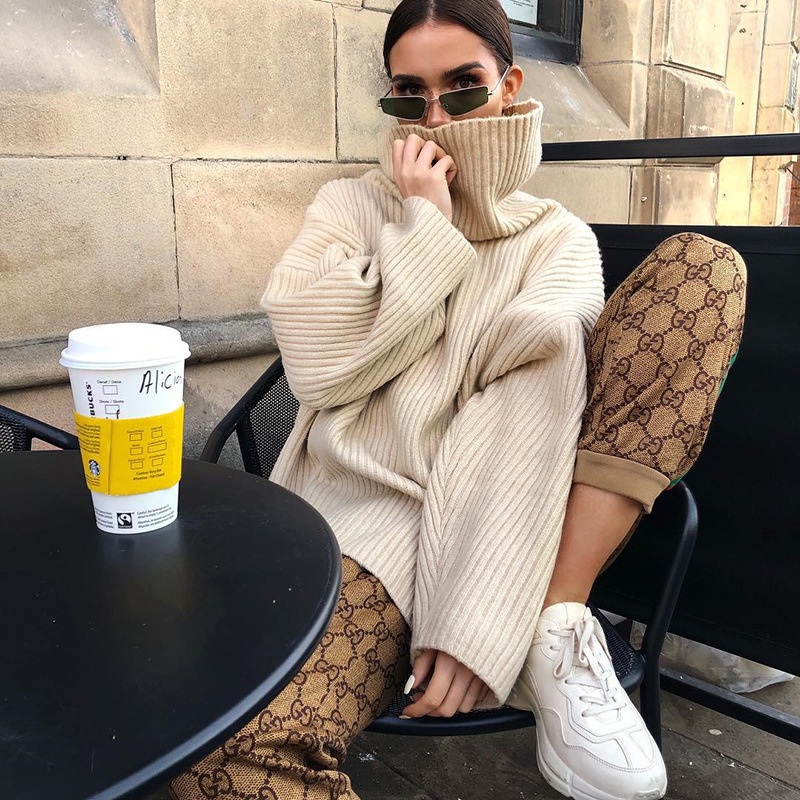 Women Clothing High Collar Pure Color Sweater Casual Elegant Fall Apparel Stock – Knit Sweater and Women Sweaters price|S
