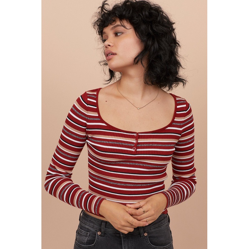 Women Knitted Long Sleeve Fashion Sweater with Stripe – Dress and Clothes price|S