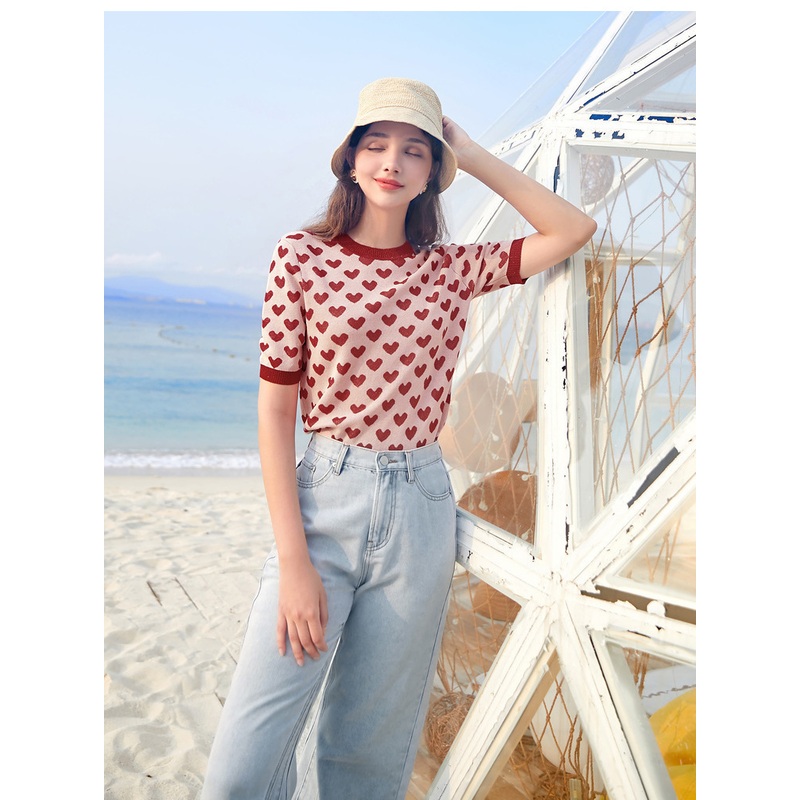 Women`S Short Sleeve and Slim Fit Sweater with Love Pattern – Pullovers and Sweater price|S