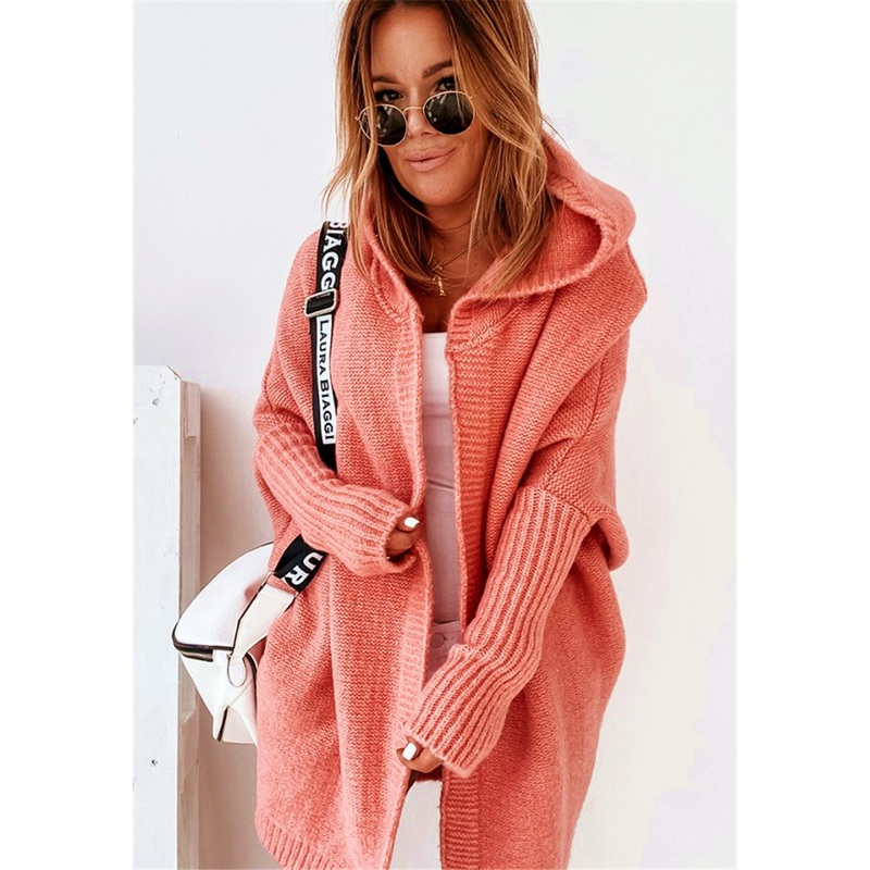 Womens New Hooded Knit Cardigans Batwing Sleeve Open Front Oversize Sweater Coat Back Patchwork Sweater – Batwing Sweater and Casual Hoodies price|S