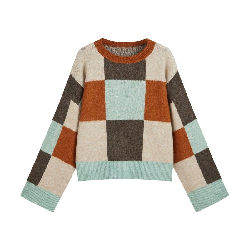Brand OEM Custom Multicolour Splicing Ladies Long Sleeve Casual Ladies Pullover Sweater – Customized Knitwear Manufacturer and Stylish Pullover Sweater price|Free Size