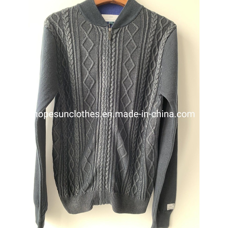China Factory Men Jacquard Twisted Flower Zipper Gold Printing Stand Collar Cardigan Knitwear Sweater – Sweatshirts and Sweaters price|S