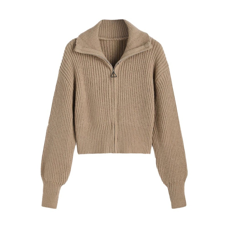 Cozy Winter Knit Zip Cardigan Womens Solid Colour Warm Sweater – Women Sweater and Ladies Sweater Pattern price|S/M/L/Customized Size