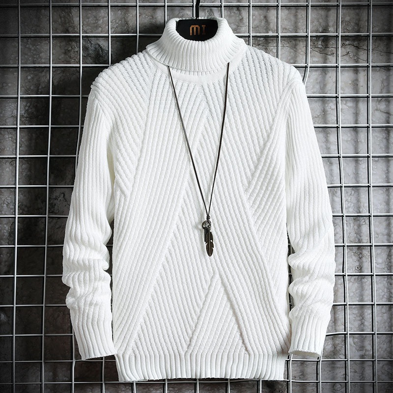 Cross-Border Generation Autumn and Winter Mens Turtleneck Sweater Twill Youth Pure Color Slim Trend Thickened Warm Sweater – Turtle Neck Sweater and Long Sleev Sweater price|S