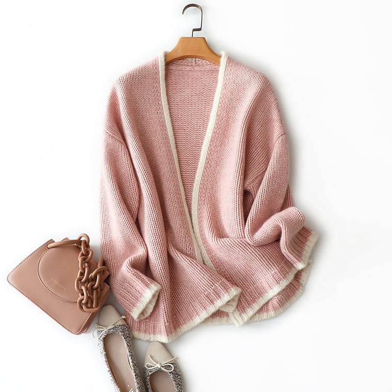 Design Luxury Cashmere Jumper Korean Knit Striped Women Sweater Vest Set Two Piece Cardigan Sweater – Cardigan Sweater and Women Sweater price|S