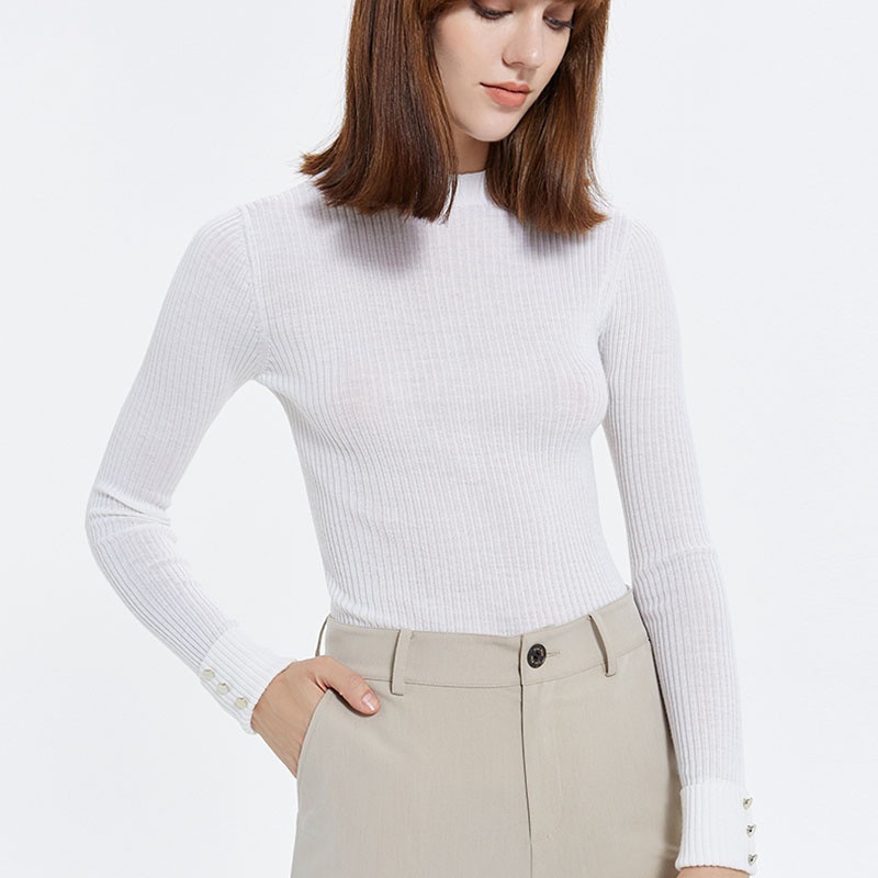 Fine Wool Stretch Body-Slimming Womens Sweater – Sweater and Turtleneck Sweater price|S