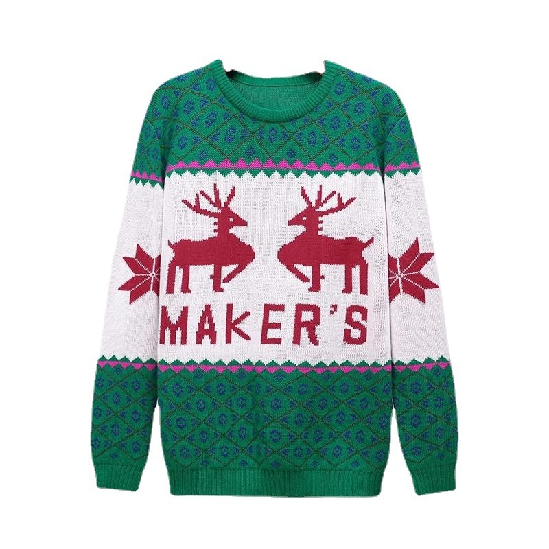 Leisure Mens Christmas Elk Theme Sweater Pullover Jacquard Computer Knitting Ugly Jumper – Christmas Sweater and Ugly Sweater price|S