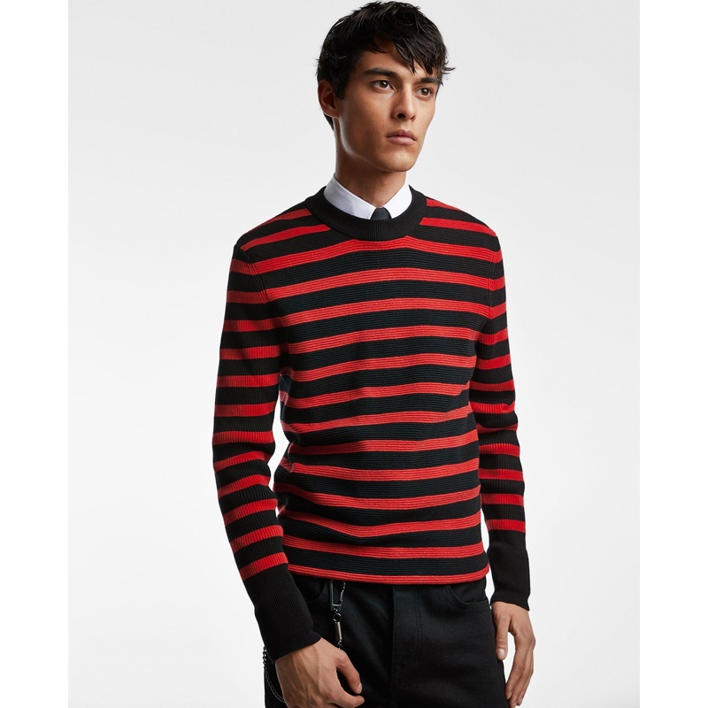Men Round Neck Long Sleeve Sweater Striped Pullover – Pullover and Sweater price|S